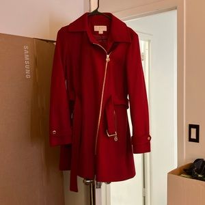 Michael Kors wool blend coat. Size M Red with gold hardware.
